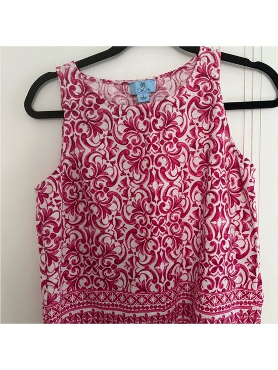 Tops - Pink Patterned Sleeveless summer tank preppy Top